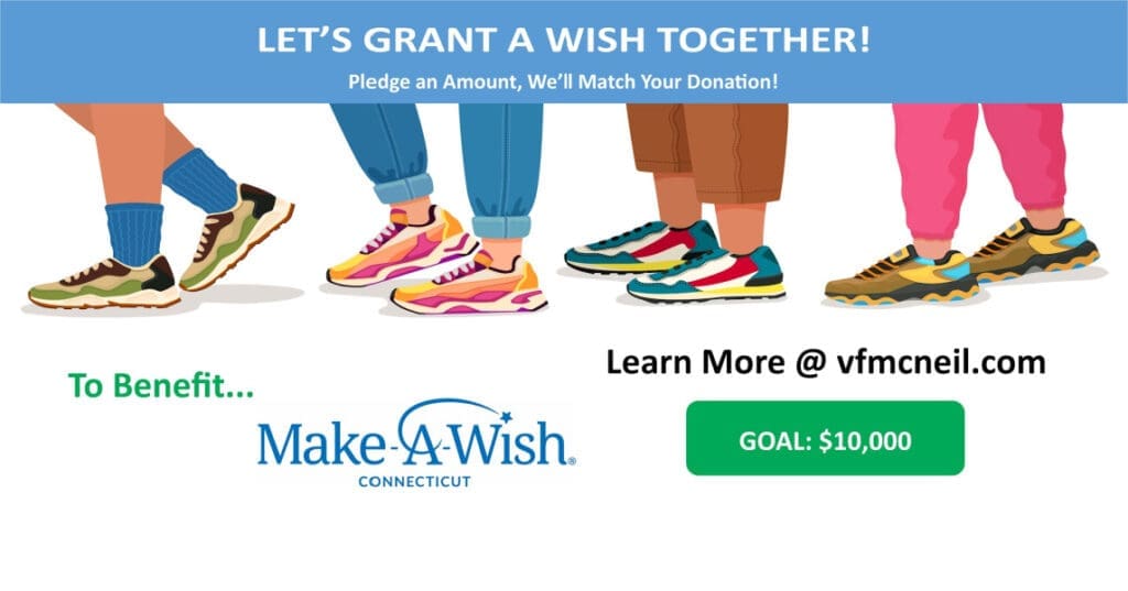 V.F. McNeil Insurance launches fundraiser to support Make-A-Wish® Connecticut. Fundraiser cover image featuring Make-A-Wish CT as the beneficiary.